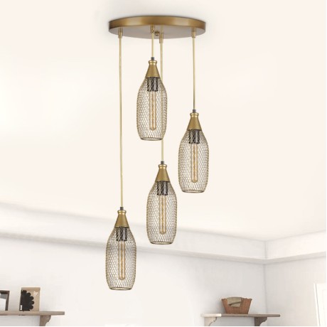 Orazio Megapap E27 metallic four-light ceiling light in gold color 30x30x70cm.