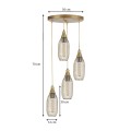 Orazio Megapap E27 metallic four-light ceiling light in gold color 30x30x70cm.