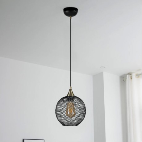 Rita Megapap E27  metallic single-light ceiling light in black color 18x18x70cm.