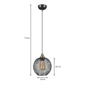 Rita Megapap E27  metallic single-light ceiling light in black color 18x18x70cm.