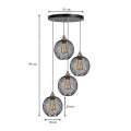 Rita Megapap E27  metallic four-light ceiling light in black color 35x35x70cm.