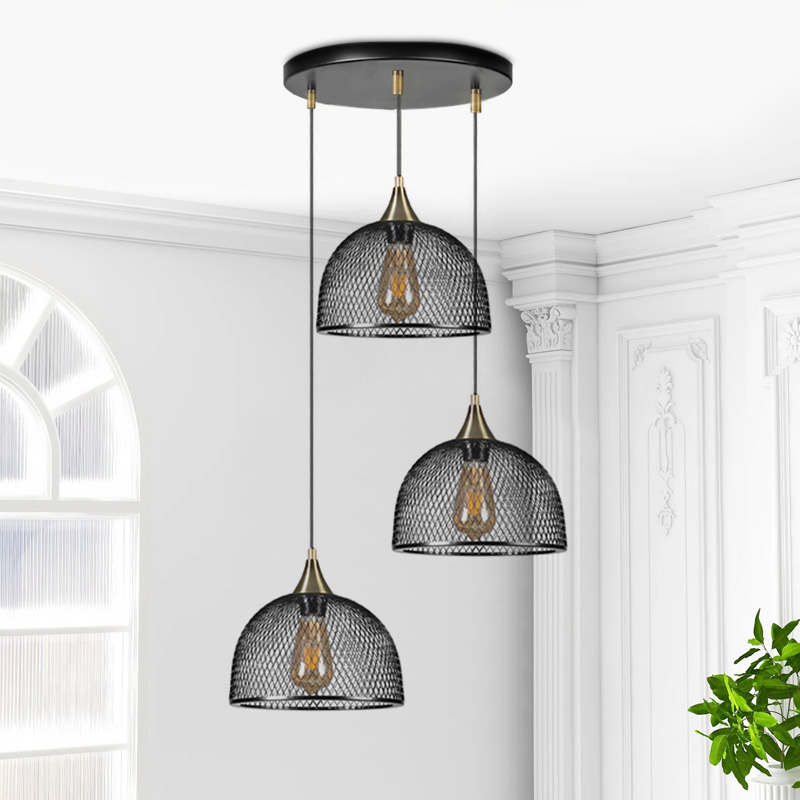 Rosa Megapap E27 metallic three-light ceiling light in black color 30x30x70cm.