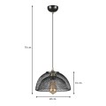 Iris Megapap E27 metallic single-light ceiling light in black color 25x25x70cm.