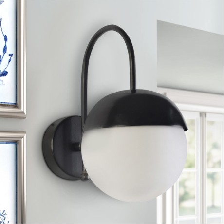 Fida Megapap E27 metal sconce light in black - white color 26x15x24cm.