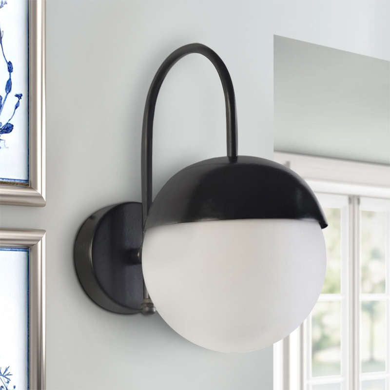 Fida Megapap E27 metal sconce light in black - white color 26x15x24cm.
