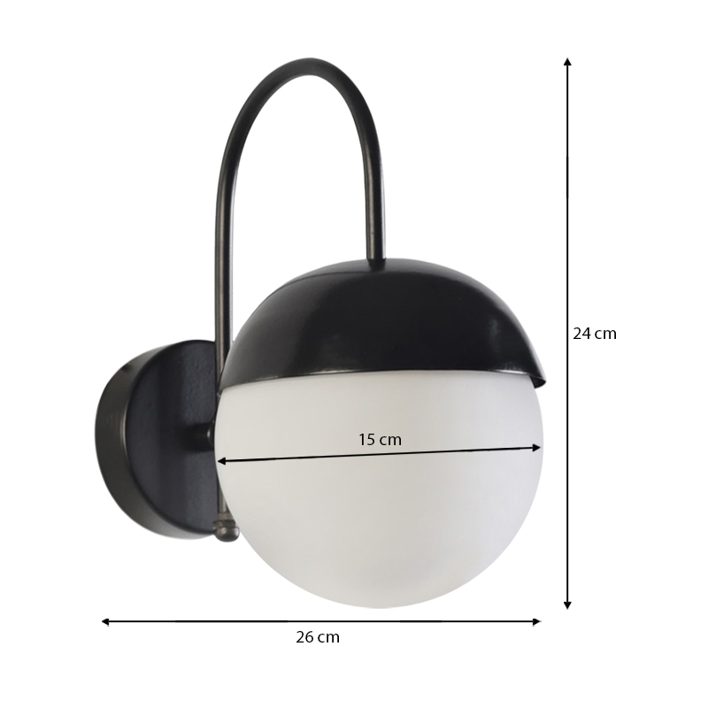Fida Megapap E27 metal sconce light in black - white color 26x15x24cm.