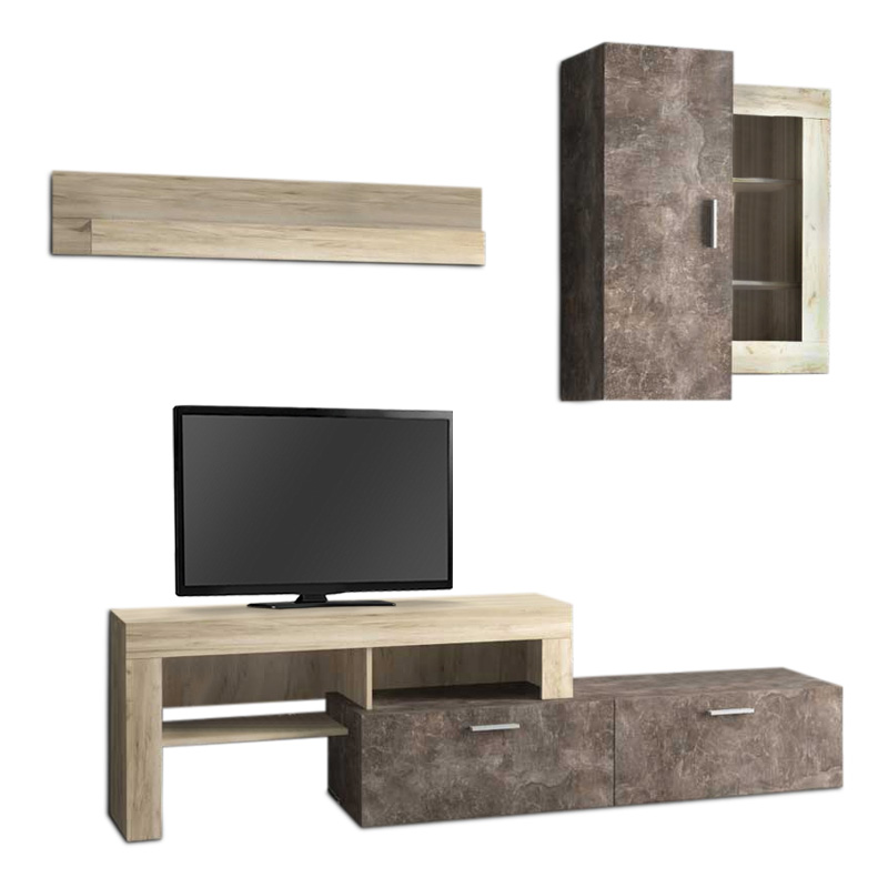 Maeve Megapap melamine TV unit in grey oak - dark atelier color 224x42x190cm.
