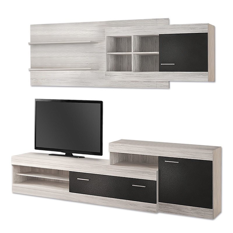 Amalia Megapap melamine TV unit in white grey - anthracite color 252x42x180cm.