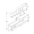 Amalia Megapap melamine TV unit in white grey - anthracite color 252x42x180cm.