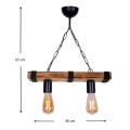 Mako Megapap E27 wooden two-light ceiling light in walnut/black color 40x10x65cm.