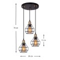 Kiko Megapap E27 metallic three-light ceiling light in black color 30x30x70cm.