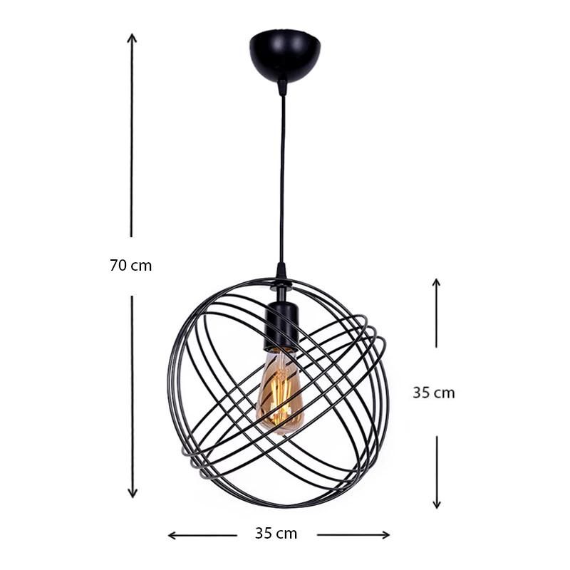 Phillipe Megapap E27 metallic ceiling light in black color 35x35x70cm