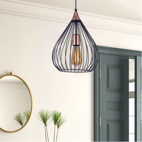 Ariana Megapap E27 metallic ceiling light in black color 26x26x70cm.