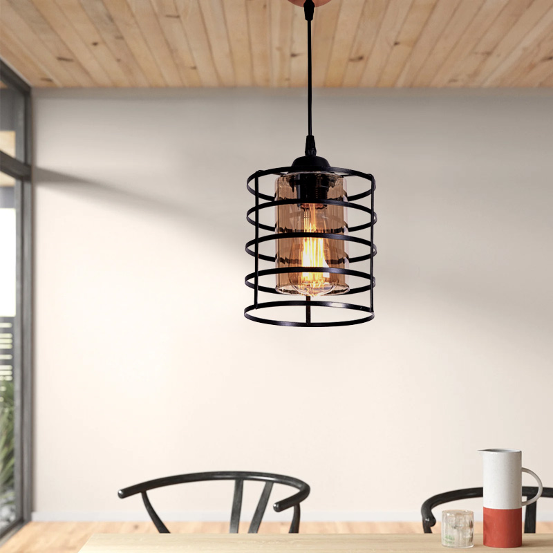 Belta Megapap E27 metallic ceiling light in black color 16x16x70cm.