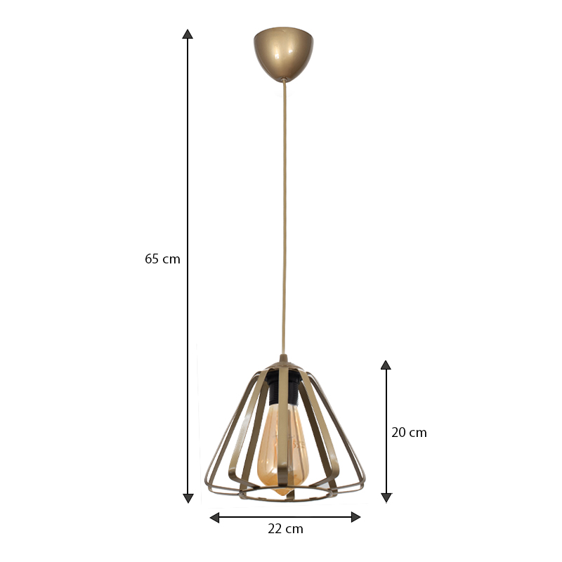 Teresa Megapap metallic ceiling light in gold color Ø22x65cm.