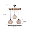 Sirmione Megapap E27 wooden/rope ceiling three-light in beige - natural color 49x17x75cm.