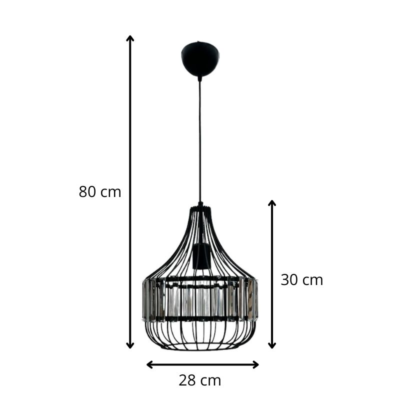 Merlin Megapap E27 metallic - glass ceiling light in black color Ø28x80cm.