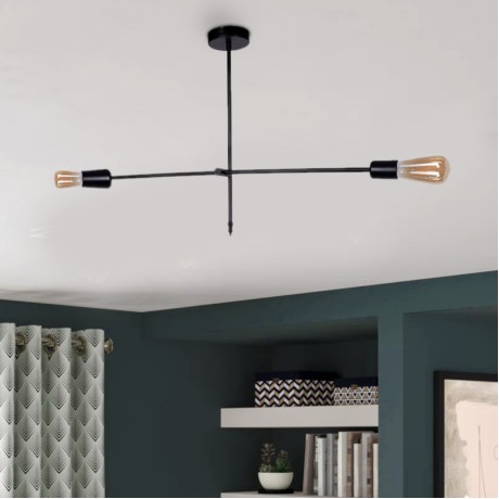 Nimo Megapap E27 metallic ceiling light in black color 92x12x57cm.