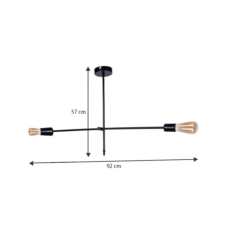Nimo Megapap E27 metallic ceiling light in black color 92x12x57cm.