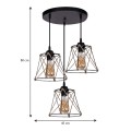 Cesa Megapap E27 metallic - rope ceiling three-light in black color 45x40x70cm.