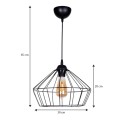 Barrie Megapap E27  metallic ceiling light in black color Ø30x65cm.