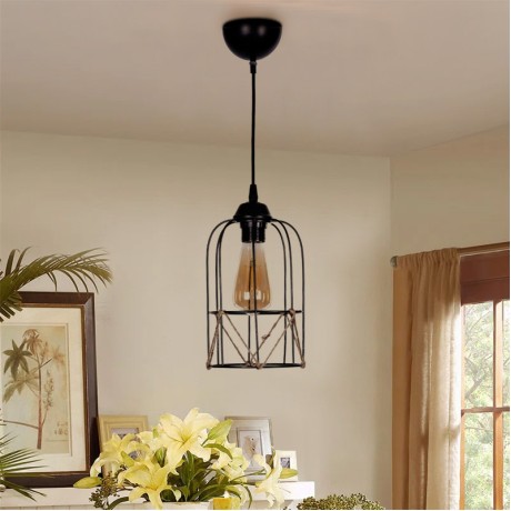 Argon Megapap E27 metallic ceiling light in black color Ø15x65cm.