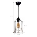 Argon Megapap E27 metallic ceiling light in black color Ø15x65cm.