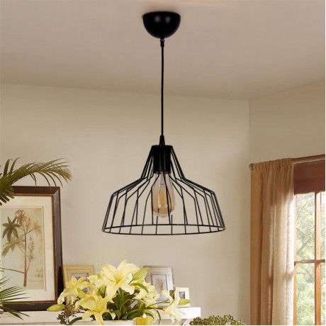 Arezzo Megapap E27 metallic ceiling light in black color Ø30x75cm.