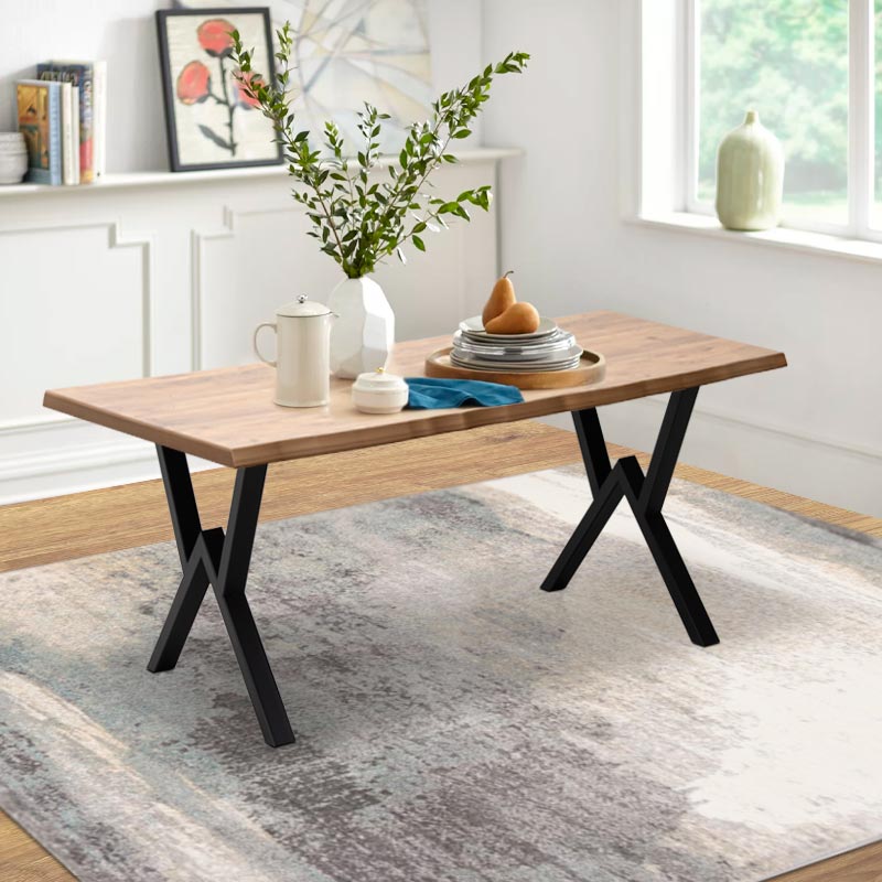 Walter Megapap Mdf/metallic table in acacia color 160x80x75cm.