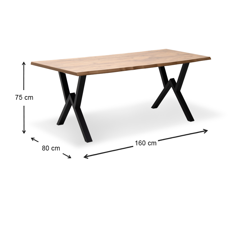 Walter Megapap Mdf/metallic table in acacia color 160x80x75cm.
