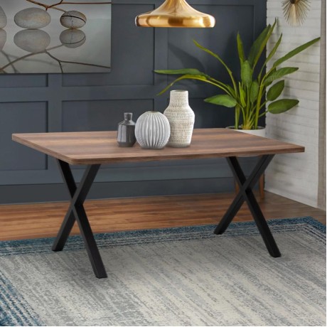 Jeremy Megapap Mdf/metallic table in walnut color 140x80x75cm.