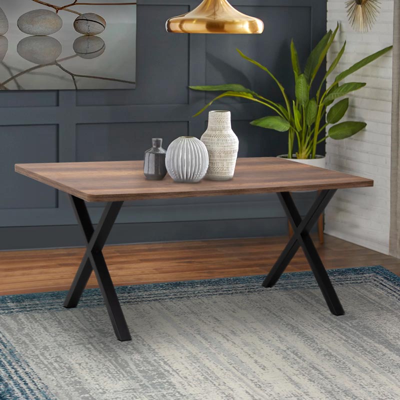 Jeremy Megapap Mdf/metallic table in walnut color 140x80x75cm.