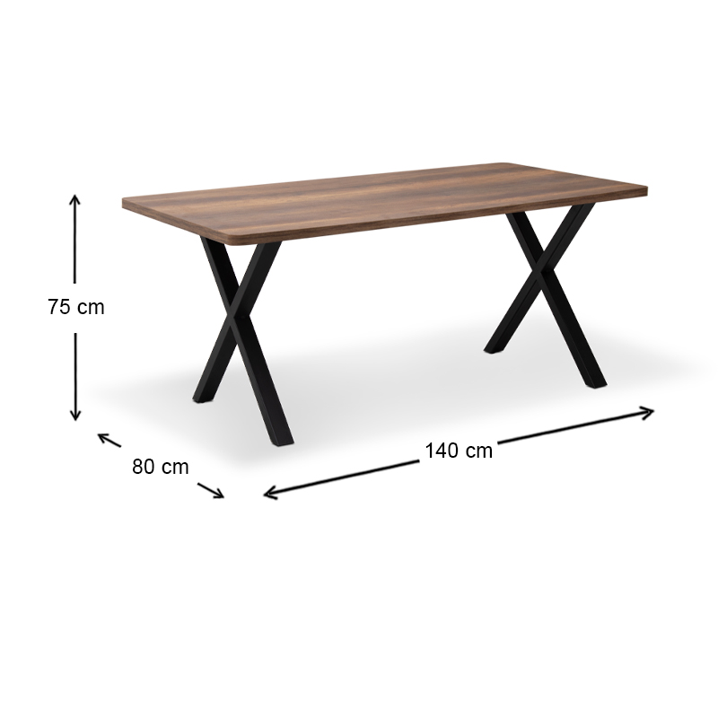 Jeremy Megapap Mdf/metallic table in walnut color 140x80x75cm.