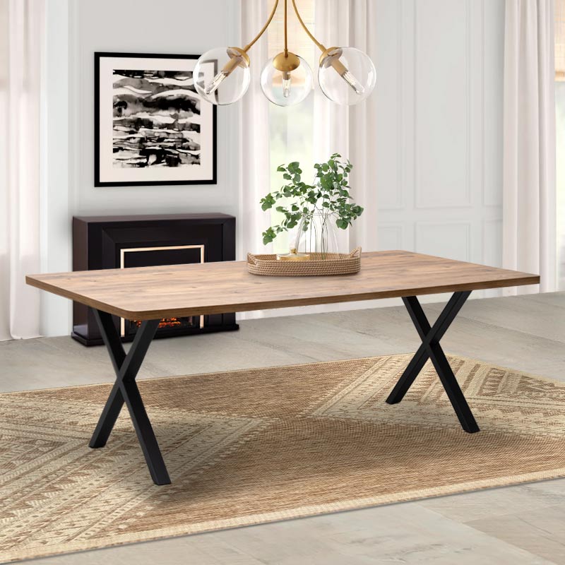 Jeremy Megapap Mdf/metallic table in acacia color 200x100x75cm.