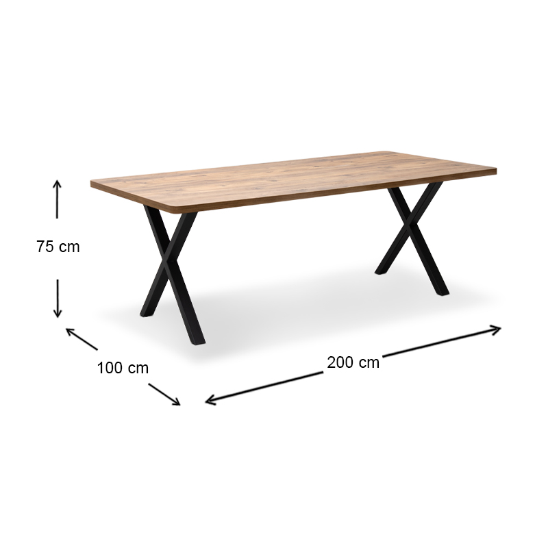 Jeremy Megapap Mdf/metallic table in acacia color 200x100x75cm.