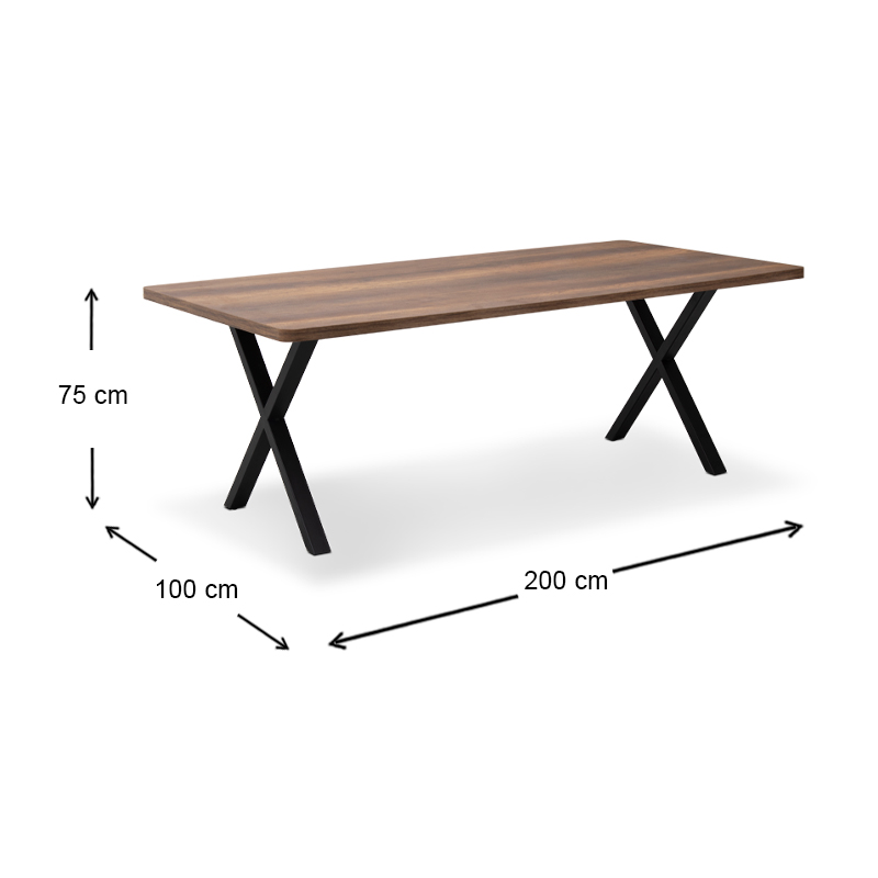 Jeremy Megapap Mdf/metallic table in walnut color 200x100x75cm.