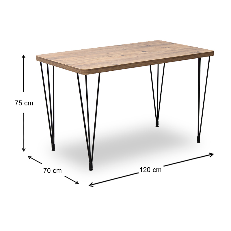 Roger Megapap Mdf/metallic table in acacia color 120x70x75cm.