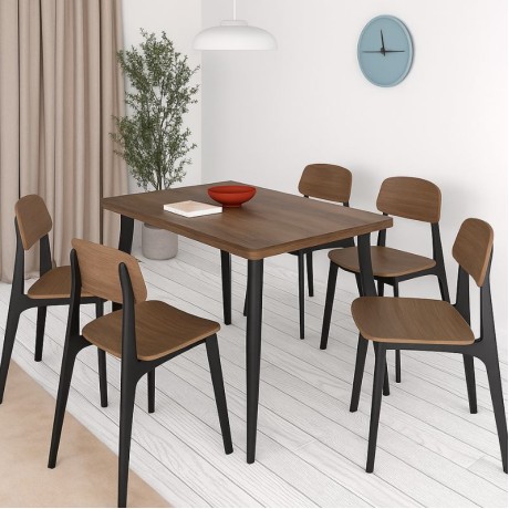 Τραπέζι Levico Megapap Mdf - μεταλλικό χρώμα καπνιστή καρυδιά 120x70x75εκ.
