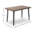 Levico Megapap Mdf/metallic table in smoked walnut color 120x70x75cm.