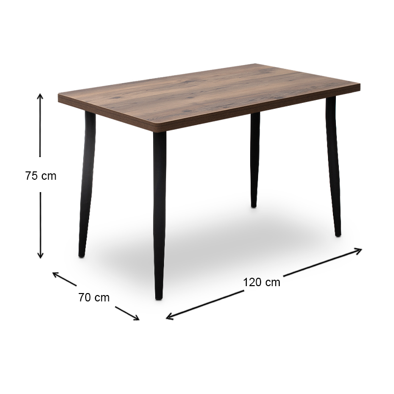 Levico Megapap Mdf/metallic table in smoked walnut color 120x70x75cm.
