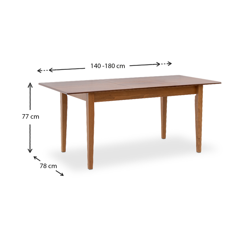 Adare Megapap table solid wood expandable in walnut color 140/180x78x77cm.