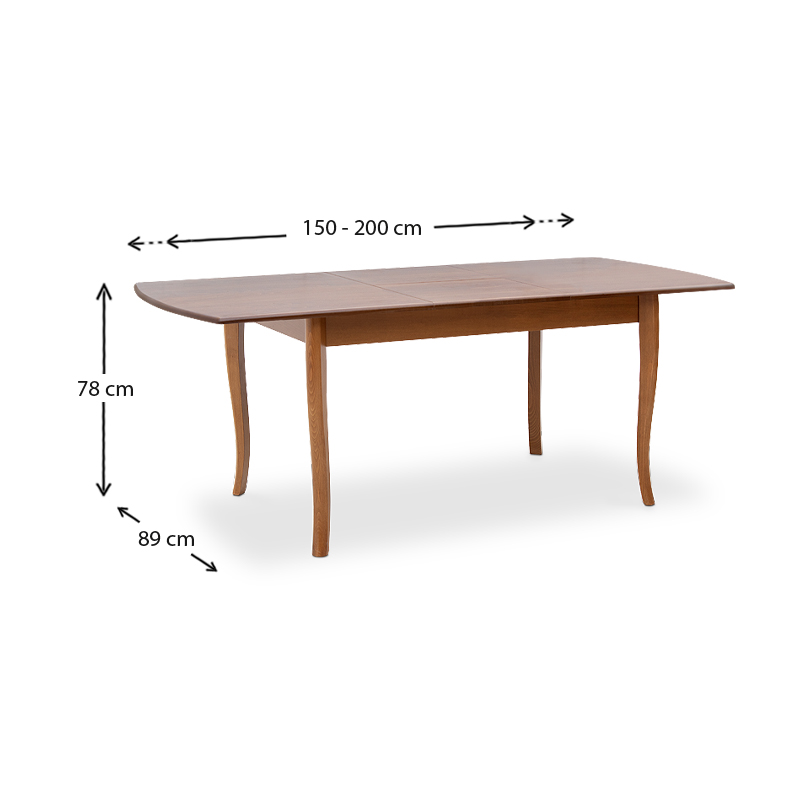 Belfast Megapap table solid wood expandable in walnut color 150/200x89x78cm.