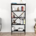 Jocasta Megapap melamine - metal bookcase in black marble effect color 66x34x160cm.