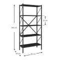 Jocasta Megapap melamine - metal bookcase in black marble effect color 66x34x160cm.