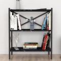 Jocasta Megapap melamine - metal bookcase in black marble effect color 66x34x85cm.