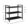 Navari Megapap metallic - melamine shoe rack of 9 pairs in black marble effect color 66x36x70cm.