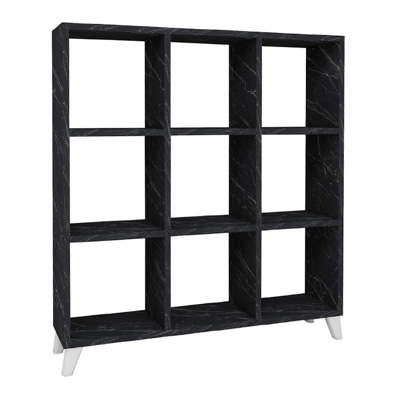 Saul Megapap melamine bookcase in black marble effect color 88,2x20x88,2cm.