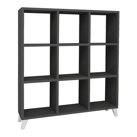 Βιβλιοθήκη Saul Megapap χρώμα ανθρακί 88,2x20x88,2εκ.