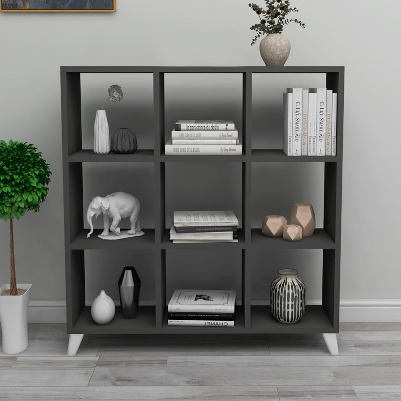 Saul Megapap melamine bookcase in anthracite color 88,2x20x88,2cm.