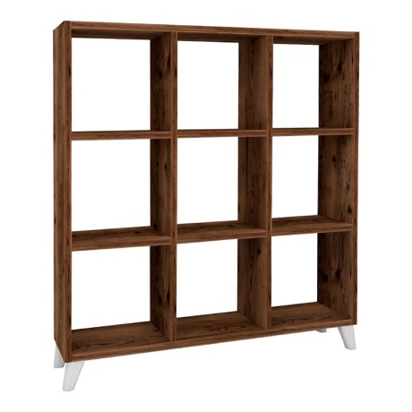 Βιβλιοθήκη Saul Megapap χρώμα καπνιστή καρυδιά 88,2x20x88,2εκ.
